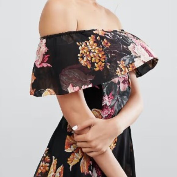 ASOS Bardot Midi Dress in Floral Print Size 4 - Picture 3 of 8